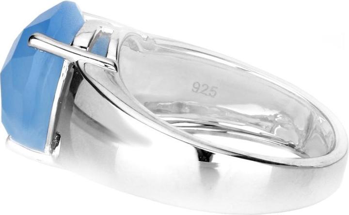 Actual product image Xen Ring with chalcedony dyed blue 925 sterling silver rhodium-plated (54, 925 Silver)