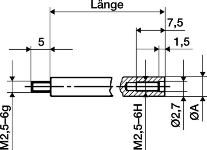 Immagine prodotto Käfer Prolunga lunghezza 50 mm Bullone di misura Ø 4 mm adatto ai comparatori (5 cm)