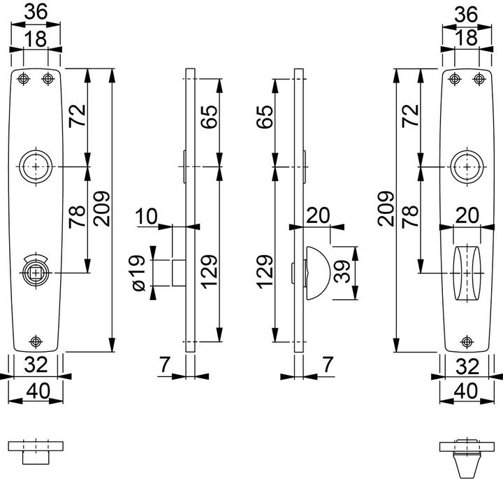 Actual product image Hoppe WC door plates 211I/RW/OL (Door plate set)
