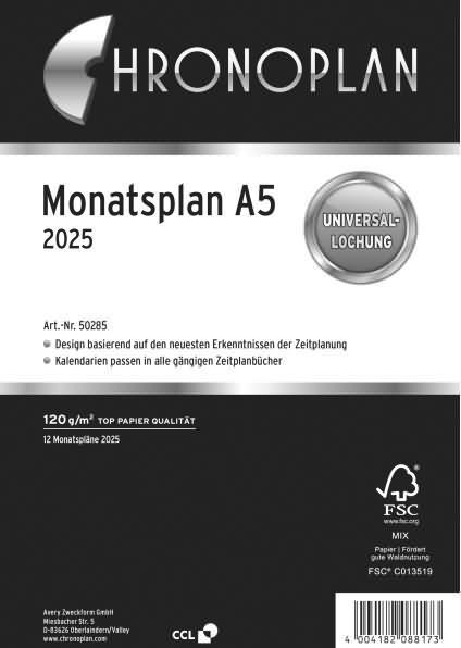Actual product image Chronoplan Monthly plan (A5, German)