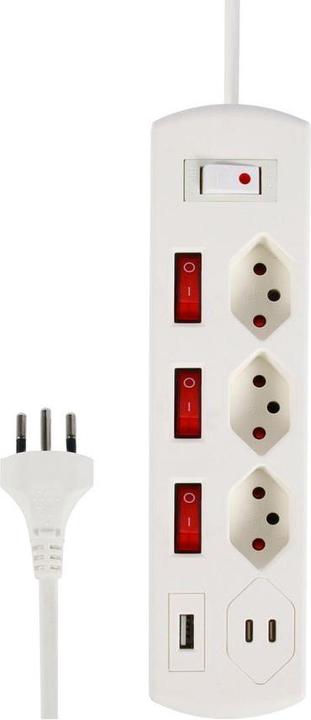 Actual product image Schoenenberger Power strip (6 x, Type 13, USB-A, USB-C, 2 m)