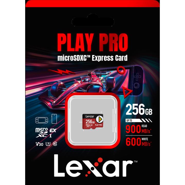 Image du produit Lexar microSD Express 7.1 PLAY Pro 256GB up to R900/W600MB/s Write (104MB/s with UHS-I) (256 Go, microSD Express, U3, UHS-I)