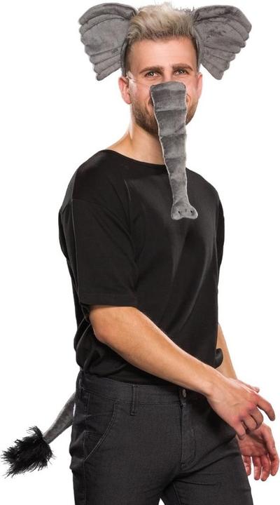 Immagine prodotto Festartikel Müller Set di elefanti: cerchietto con orecchie, proboscide e coda