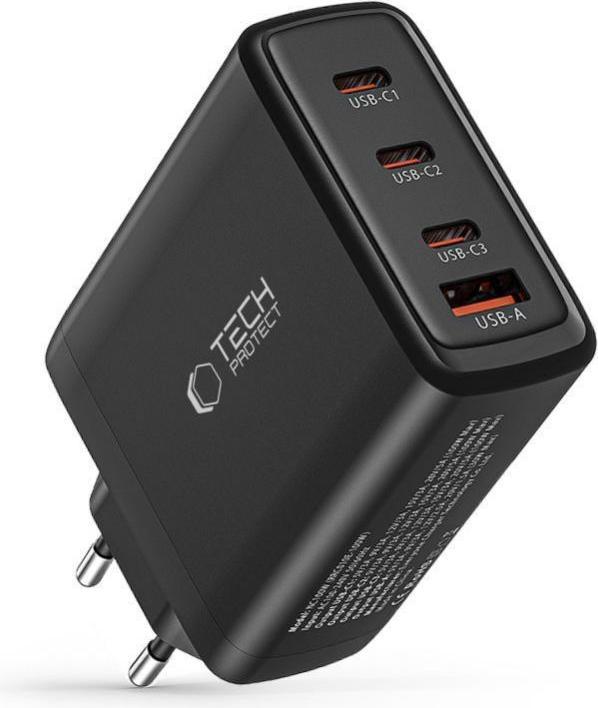 Immagine prodotto Tech-Protect NC100W-GAN Caricabatterie di rete GaN 3x USB-C PD 100W / USB-A QC 3.0 - nero (100 W)