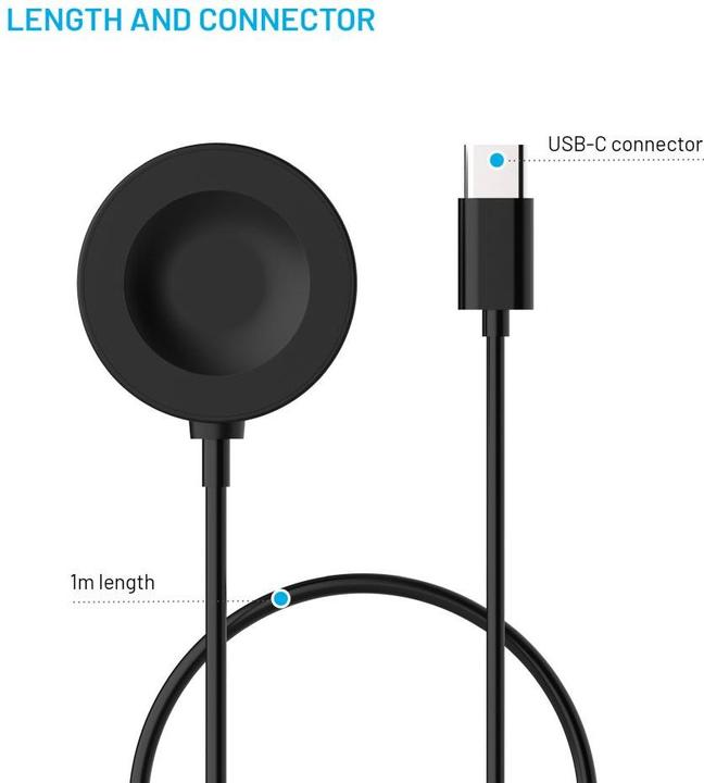 Immagine prodotto Fixed Cavo di ricarica USB-C Huawei Watch GT 2 Pro/3/3 Pro/4/4 Pro/5/5 Pro per Smart Clock, nero