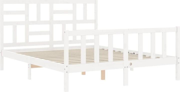 Actual product image VidaXL Massivholzbett mit Kopfteil Weiss 5FT King Size (150 x 200 cm)