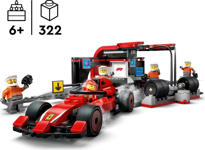 Immagine prodotto LEGO F1 Boxenstopp mit Boxencrew und Ferrari Flitzer (60443, LEGO City)