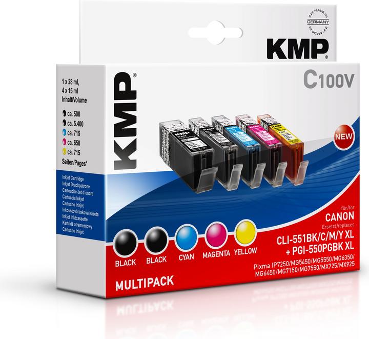 Actual product image KMP C100V Multipack compatible with Canon PGI-550/CLI-551 XL (M, Y, FC, C)