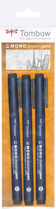 Actual product image Tombow Mono - drawing pen (Black, 3 x)