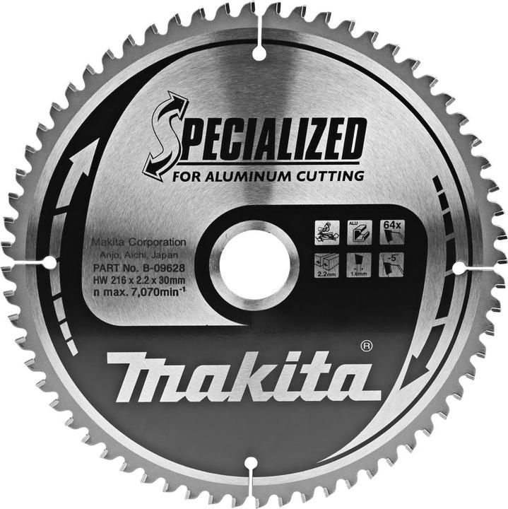 Image du produit Makita B-09628 Lame de scie à onglet spécialisée en aluminium 216 mm x 30 mm x 64 dents
