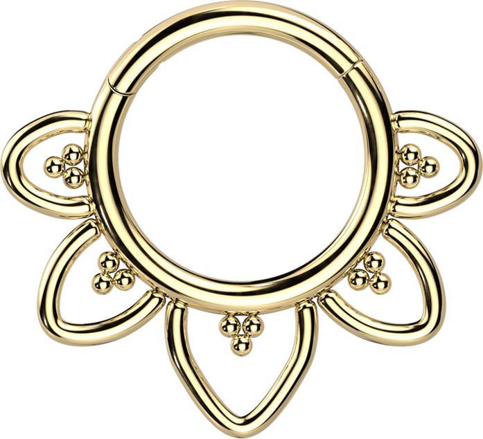 Produktbild Star Piercing Micro Segmentring klappbar vergoldet filigrane Herzen (ohne Messing, Titan G23)