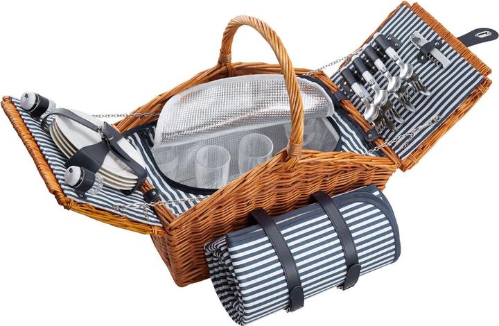 tectake Picknickkorb Usedom für 4 Personen, mit Kühlfach & Zubehör