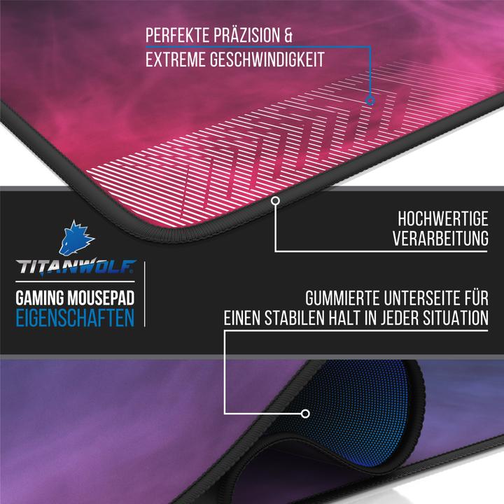 Actual product image Titanwolf Gaming Mouse Pad, XXXL Speed Mouse Mat 1200 x 600 mm, Speed & Precision, Coloured Smoke (3XL)