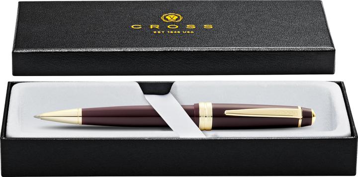 Actual product image Cross Ballpoint Bailey light burgundy red, gold tone appointments in giftbox (Red, Gold fittings)