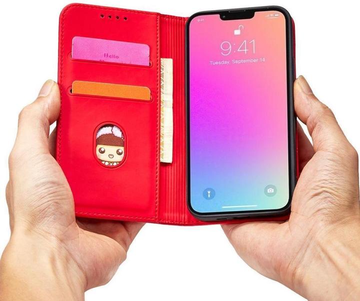 Actual product image Hurtel Magnet Card Case for Samsung Galaxy S23 Ultra flip cover wallet stand red (Samsung Galaxy S23 Ultra)
