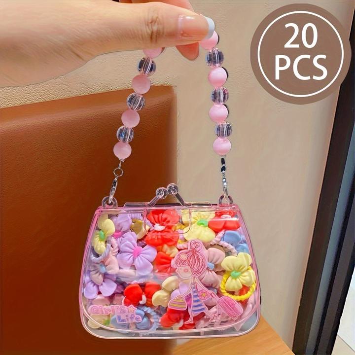 Activity Board 20Pcs Sweet Style Harz Haargummis Set für Jugendliche, gemischte Farbe Pflanze Muster, sortierte