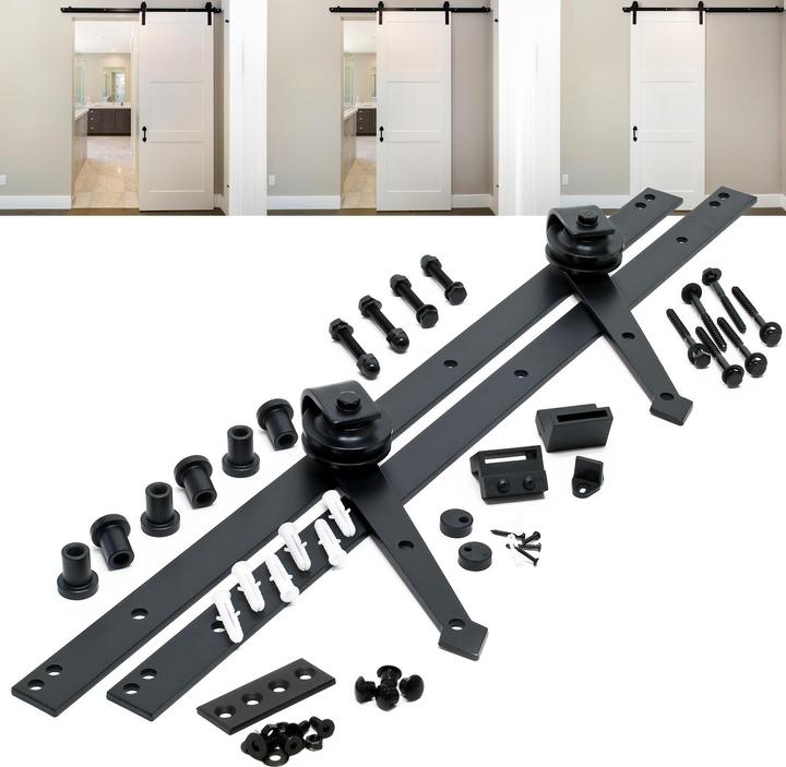 Actual product image Wiltec Sliding door system 244cm 150kg 40-45mm sliding door fitting iron black