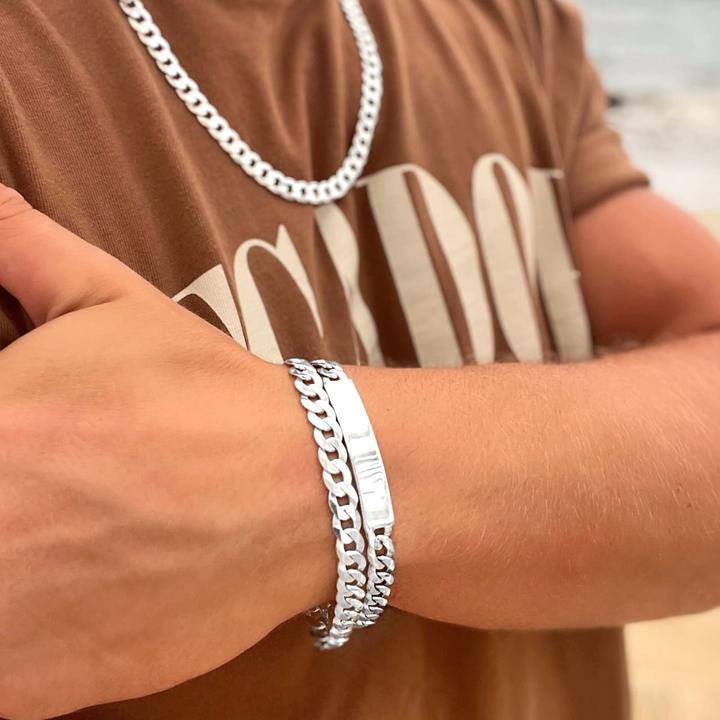 Immagine prodotto Candy Bracciale ID Tank 8.0 mm, Argento 925 (21 cm, Argento 925)