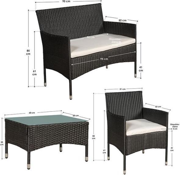 Produktbild Juskys Polyrattan Sitzgruppe Fort Myers