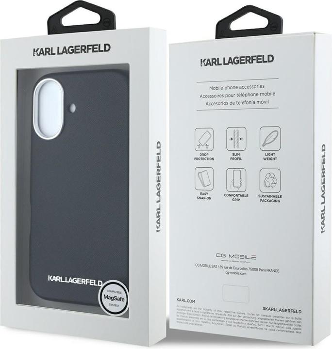Actual product image Karl Lagerfeld Hardcase MagSafe FW Saffiano Metal Logo Case for iPhone 16 6,1" Black (Apple iPhone 16)