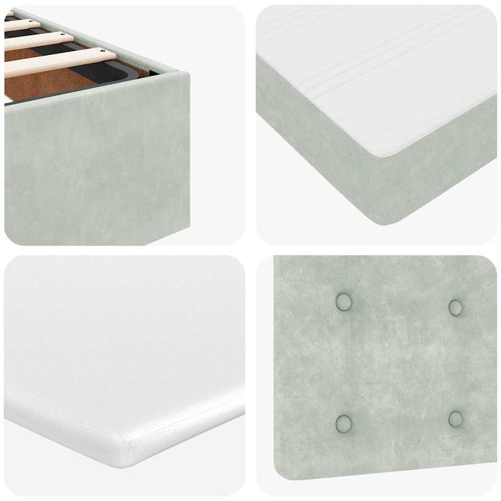 Produktbild VidaXL Ottoman-Bett mit Matratze Hellgrau 90x200 cm Samt (90 x 200 cm)