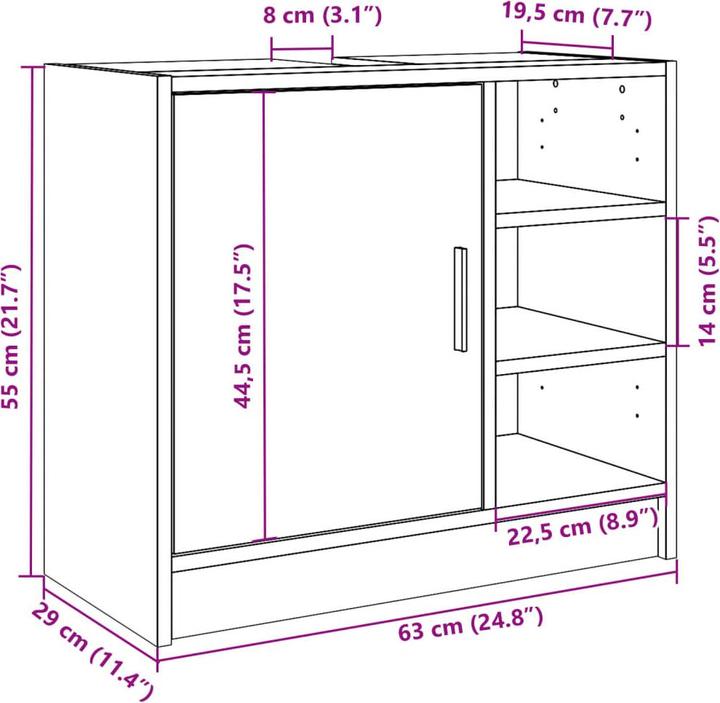 Produktbild VidaXL Waschbeckenunterschrank (63 x 29 x 55 cm)