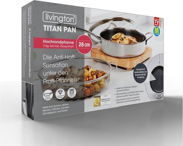 Immagine prodotto Livington Padella in titanio (28 cm, Padella per friggere, Acciaio inossidabile, Alluminio)