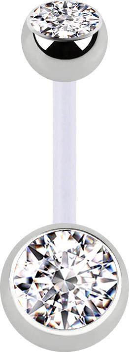 Produktbild Star Piercing Banane transparent mit zwei Kugeln silber Kristall silber (Chirurgenstahl 316L, ohne Messing, Bioflex)