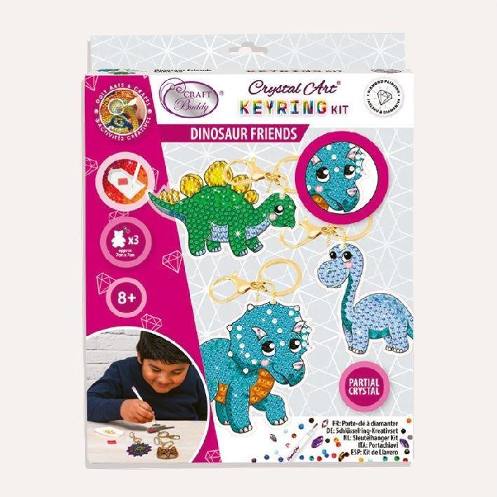 Immagine prodotto Craft Buddy Amici dinosauri, portachiavi artistico in cristallo 3 pezzi