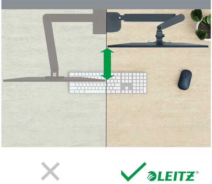 Productafbeelding Leitz Schermsteun 2 monitoren fluweelgrijs (Tabel, 32")