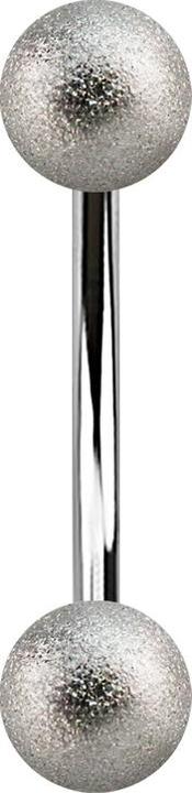 Actual product image Star Piercing Micro Banana silver speckled with two balls (Surgical steel 316L)