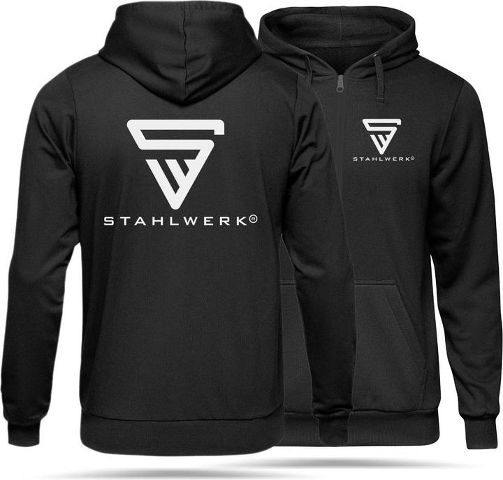 Produktbild Stahlwerk Hoodie Kapuzenpullover Kapuzenpulli mit Reissverschluss in Schwarz Gr.M (M)