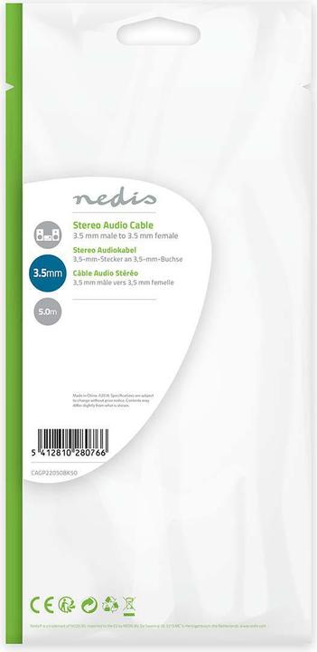 Actual product image Nedis Audio cable stereo jack plug 3.5 mm (5 m, 3.5mm jack (AUX))