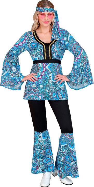 Image du produit Widmann THE 60s FASHION -blue mandala (Oberteil, Hose, Stirnband), S (S)