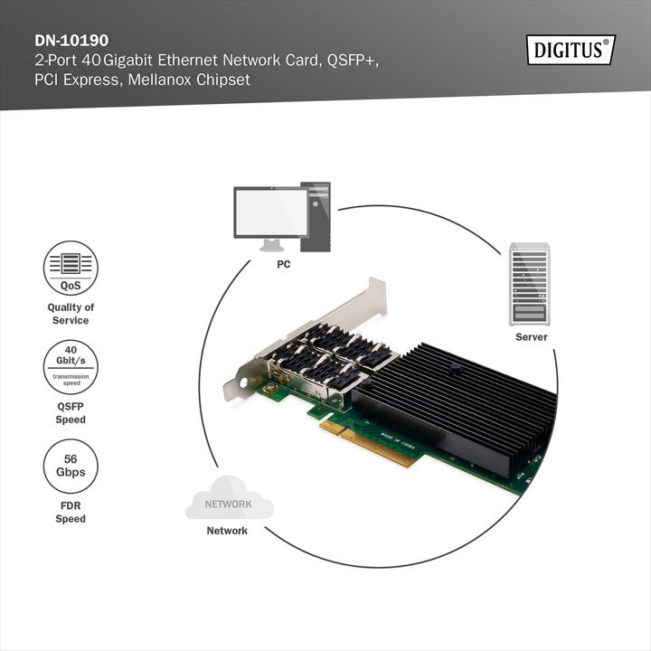 Actual product image Digitus Network Adapter Dual Port 40G QSFP (Mini PCI Express)