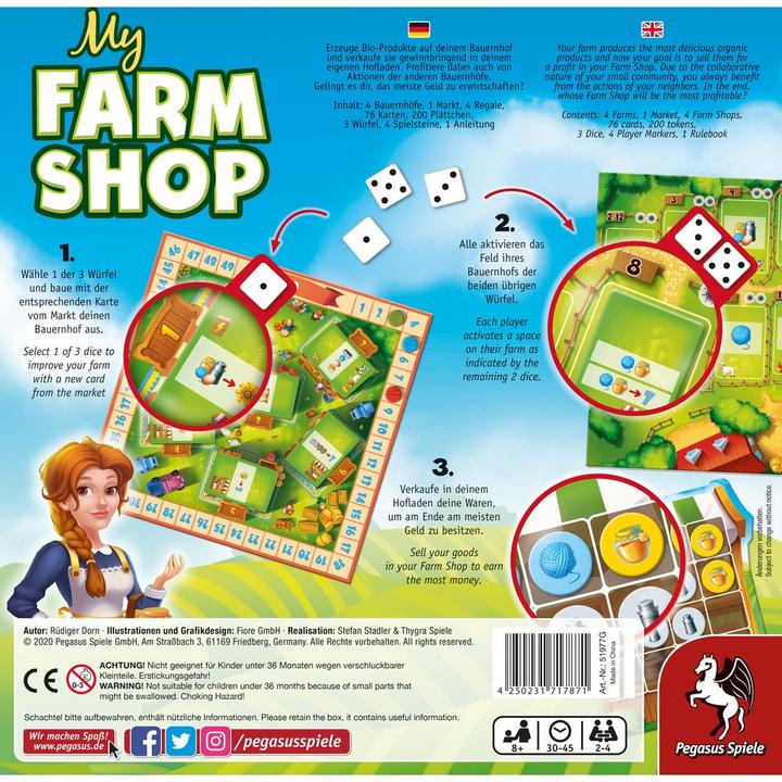 Produktbild Pegasus My Farm Shop, d ab 8 Jahren, 2-4 Spieler, Würfelspiel, Bauernhof (Deutsch, Englisch)