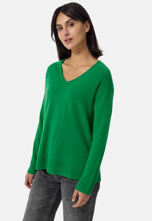 Cash-Mere Kaschmir V-Ausschnitt Pullover mit Seitenschlitzen