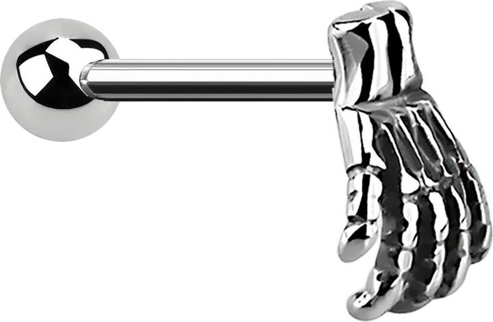 Immagine prodotto Star Piercing Micro bilanciere argento con mano scheletrica (Acciaio chirurgico 316L)