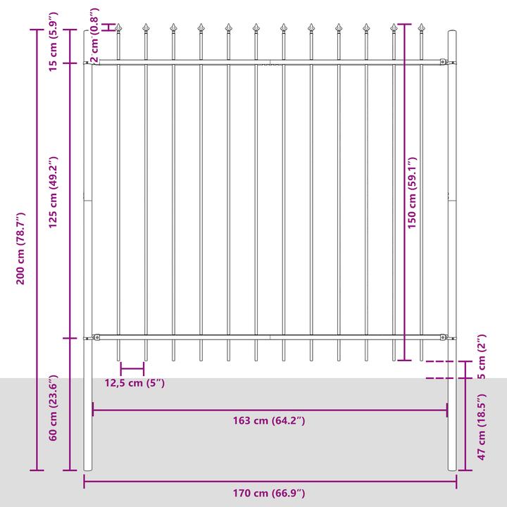 Image du produit VidaXL Clôture de jardin avec toit pointu Gris 1,7x1,5 m Acier