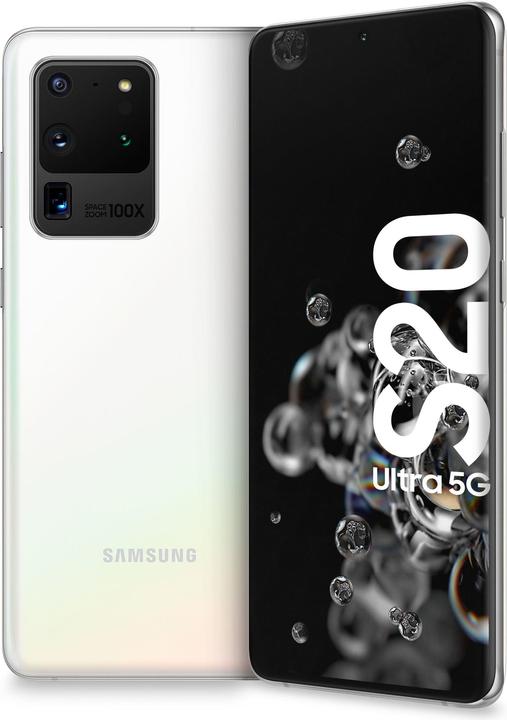 Samsung Galaxy S20 Ultra 5G UE (128 Go, Cloud White, 6.90", Double SIM hybride + eSIM, 108 Mpx, 5G)