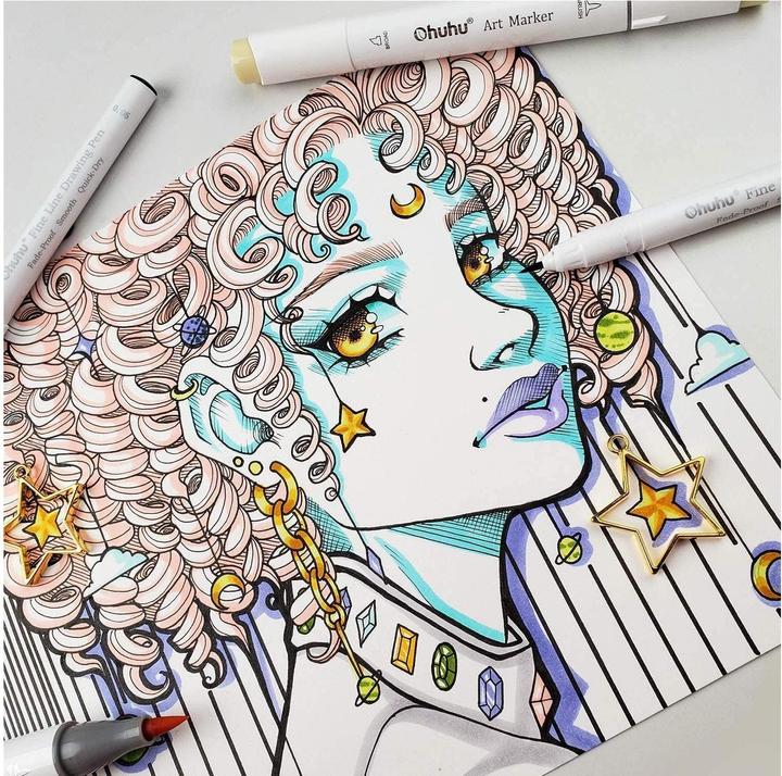 Actual product image Ohuhu Fineliner drawing pens (Black, White, 8 x)
