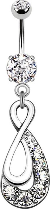 Star Piercing Banane silber mit zwei Kugeln Kristall silber Anhänger Unendlichkeit Tropfen (Chirurgenstahl 316L, Messing)