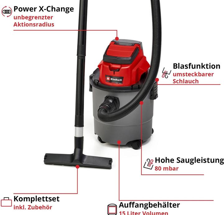 Actual product image Einhell TC-VC 18/15 Li-Solo 2347145 (Wet dry vacuum cleaner)