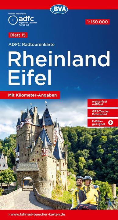 Image du produit Carte cyclotouriste ADFC 15 Rhineland/Eifel 1:150.000, résistante aux déchirures et aux