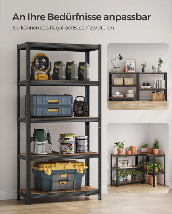 Actual product image Songmics Heavy-duty shelving GLR040B11 black, brown 90.0 x 40.0 x 180.0 cm