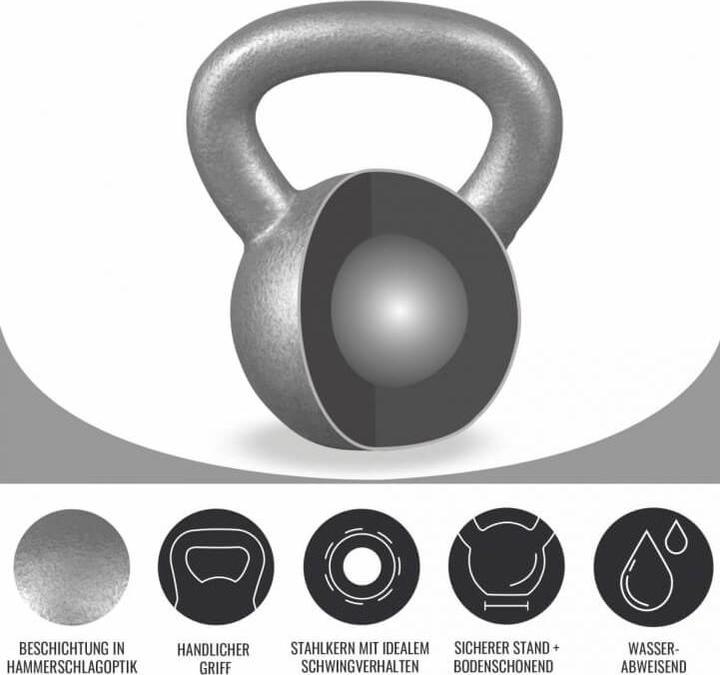 Image du produit Gorilla Sports Kettlebell en fonte (1 x 12 kg, 1 x 16 kg)