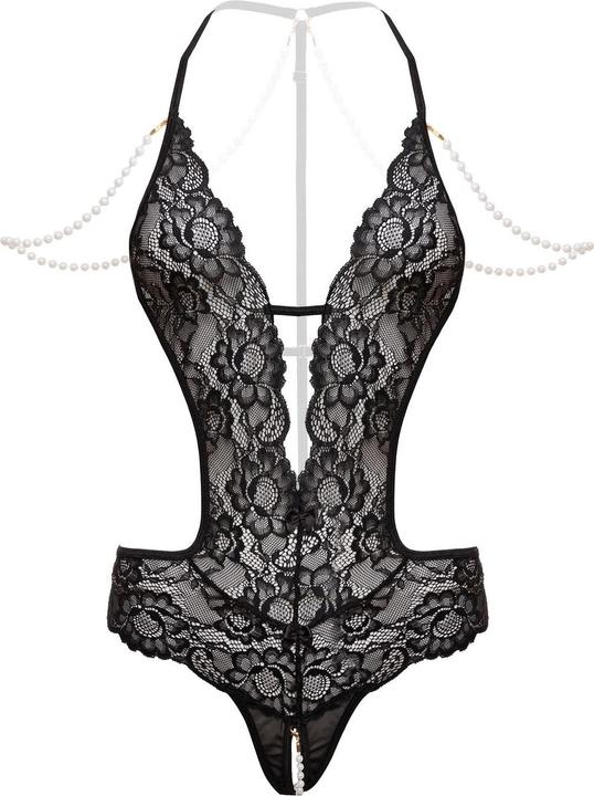 Produktbild Christine Le Duc Spitzen Body ouvert mit Perlen Mea Schwarz (XL)
