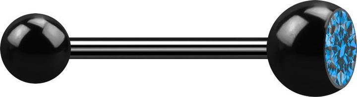 Produktbild Star Piercing Micro Barbell schwarz mit Kugel und Kugel Kristall hellblau (Chirurgenstahl 316L, ohne Messing)