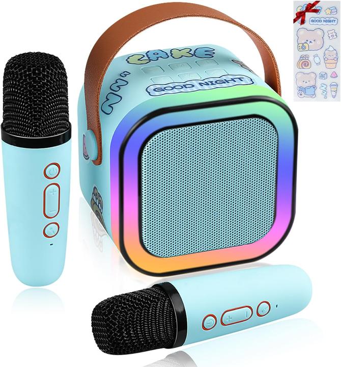 Lamjad Kinder Karaokemaschine mit zwei drahtlosen Mikrofonen