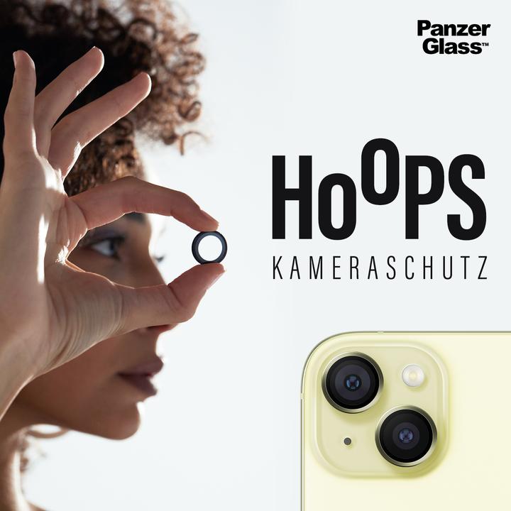 Immagine prodotto PanzerGlass Protezione dell'obiettivo della fotocamera Hoops (1 Pezzo/i, Apple iPhone 15 Plus, Apple iPhone 15)